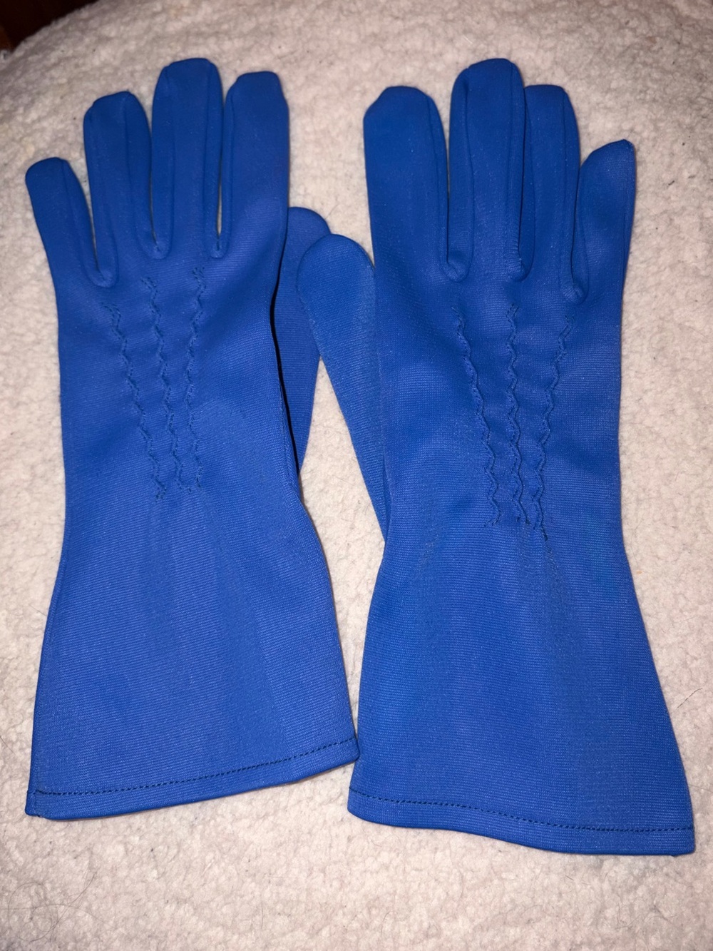 Vintage 1950s Cobalt Royal Blue Womens Dress Wrist Gloves